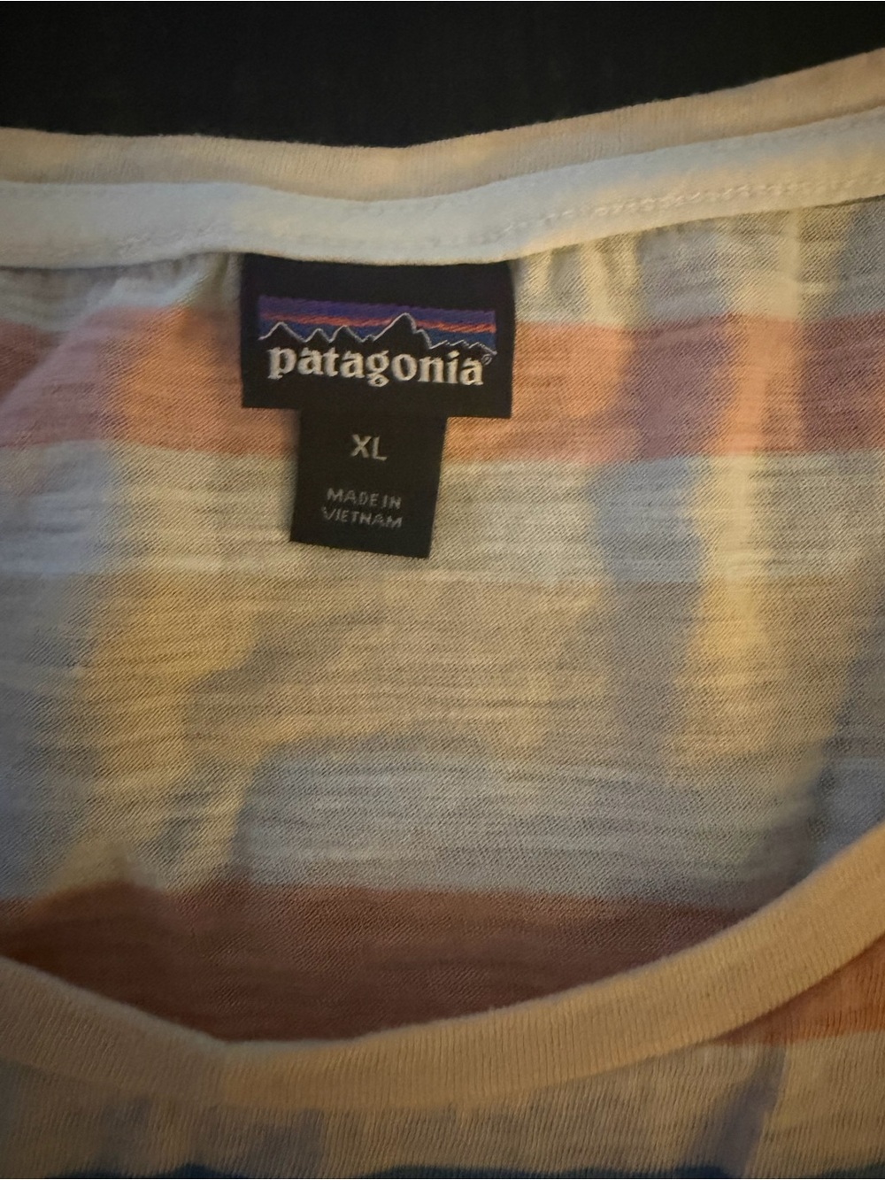 Patagonia Pastel Striped Crew in Peach, Blue, and Cream